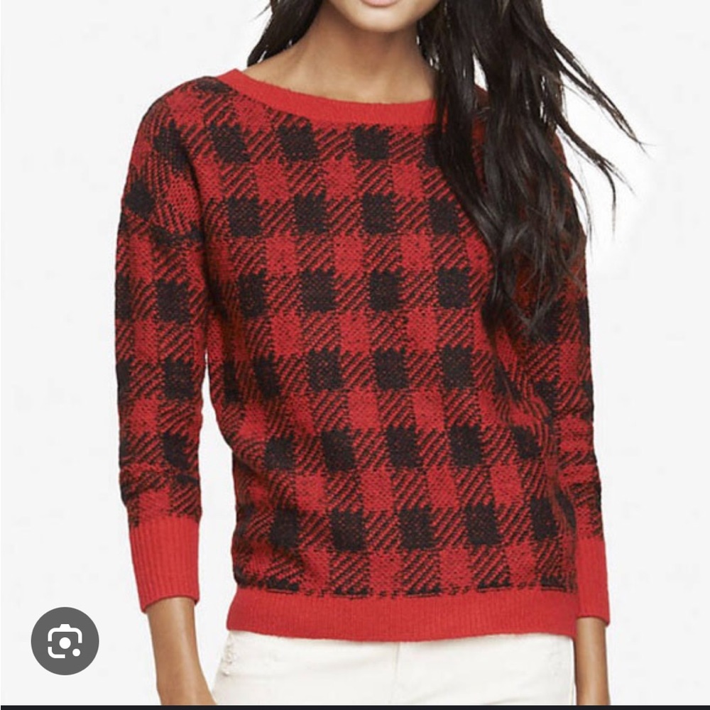 Express Red and Black Checkered Sweater